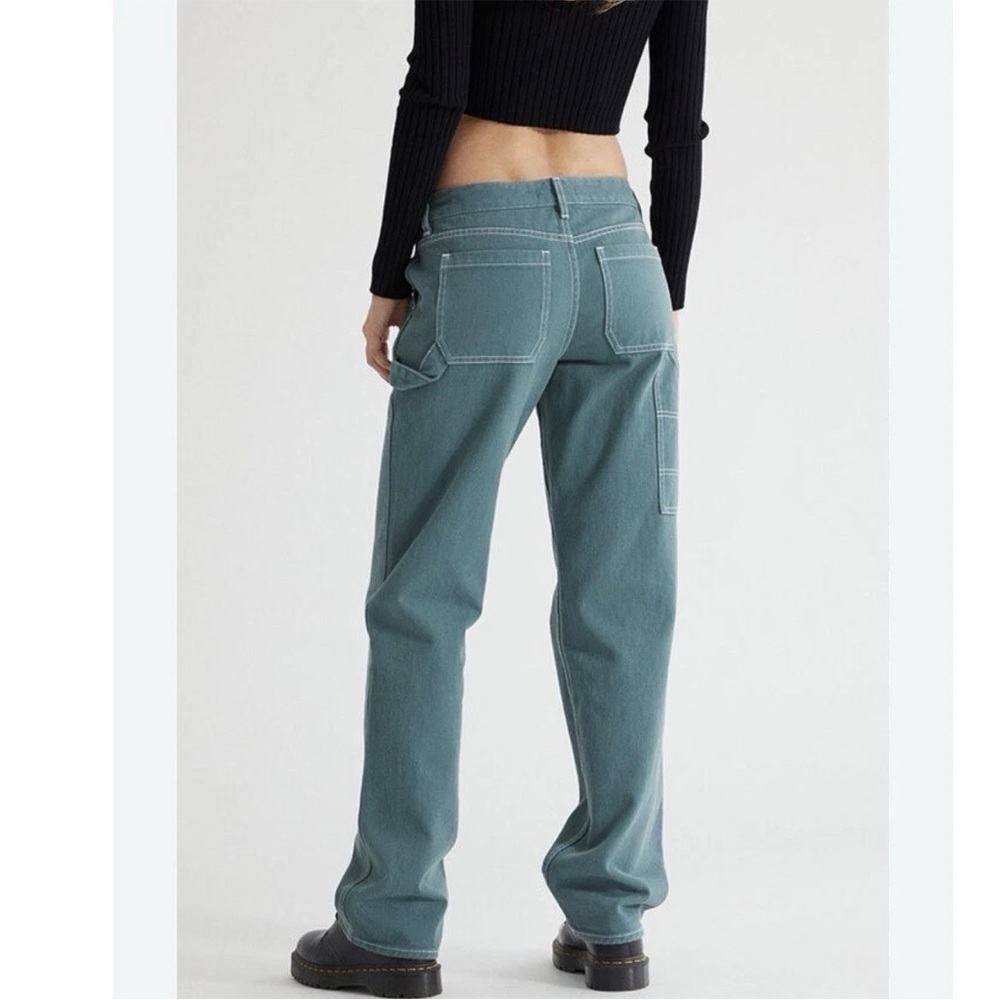 Pacsun 90s BF Carpenter Pants SZ 24 Teal Y2K Style Pockets Utility Classic - Picture 2 of 10